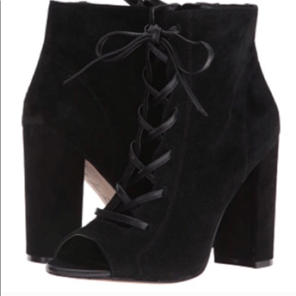 San Edelman 4 1/2 lace up suede booties